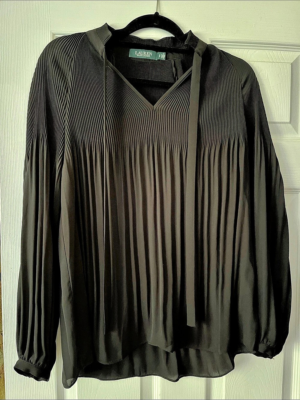 Lauren Pleated Blouse in Black Like New